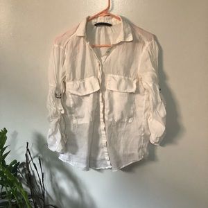 3/$33 - Zara basic white blouse